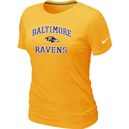 Cheap Women Baltimore Ravens Heart & Soul Yellow T-Shirt