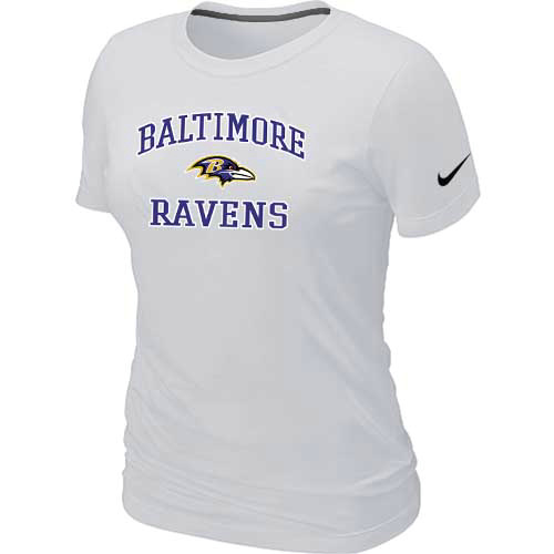 Cheap Women Baltimore Ravens Heart & Soul White T-Shirt