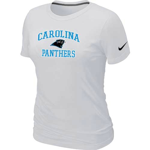 Cheap Women Carolina Panthers Heart & Soul White T-Shirt
