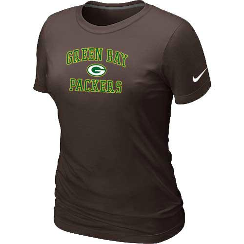Cheap Women Green Bay Packers Heart & Soul Brown T-Shirt