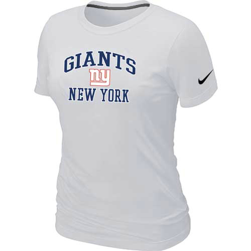 Cheap Women New York Giants Heart & Soul White T-Shirt