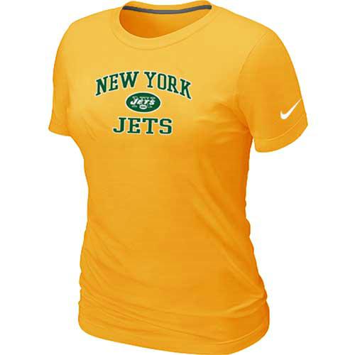 Cheap Women New York Jets Heart & Soul Yellow T-Shirt