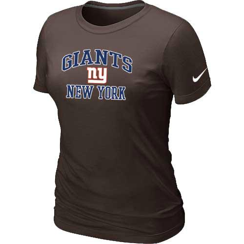 Cheap Women New York Giants Heart & Soul Brown T-Shirt