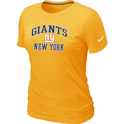Cheap Women New York Giants Heart & Soul Yellow T-Shirt