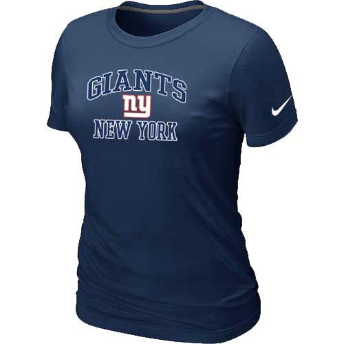 Cheap Women New York Giants Heart & Soul D.Blue T-Shirt
