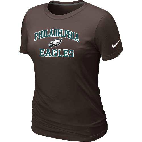 Cheap Women Philadelphia Eagles Heart & Soul Brown T-Shirt