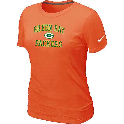 Cheap Women Green Bay Packers Heart & Soul Orange T-Shirt