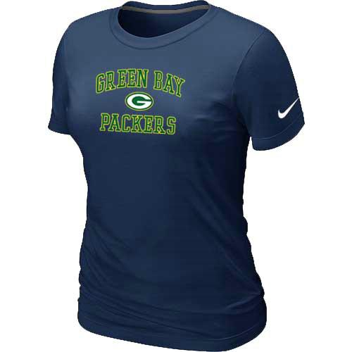 Cheap Women Green Bay Packers Heart & Soul D.Blue T-Shirt