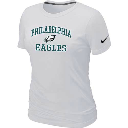 Cheap Women Philadelphia Eagles Heart & Soul White T-Shirt