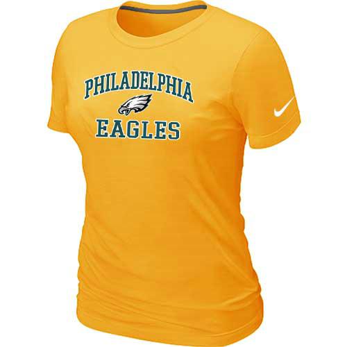 Cheap Women Philadelphia Eagles Heart & Soul Yellow T-Shirt