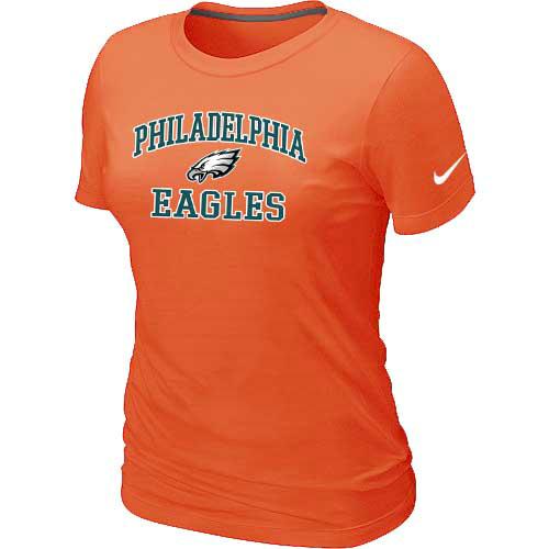 Cheap Women Philadelphia Eagles Heart & Soul Orange T-Shirt