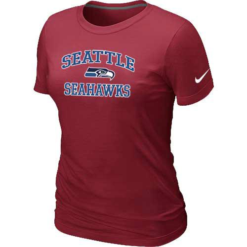 Cheap Women Seattle Seahawks Heart & Soul Red T-Shirt
