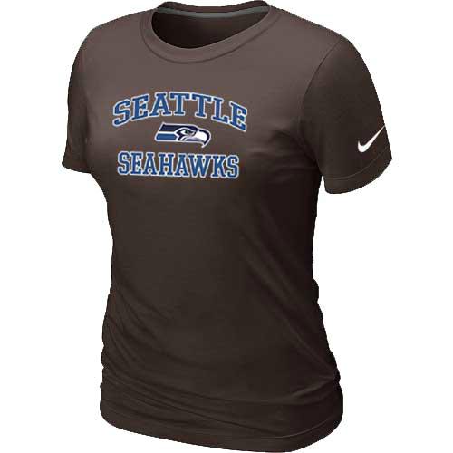 Cheap Women Seattle Seahawks Heart & Soul Brown T-Shirt