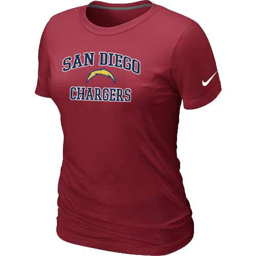 Cheap Women San Diego Charger Heart & Soul Red T-Shirt