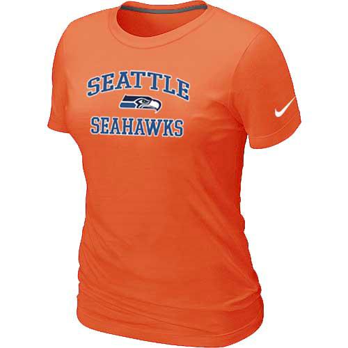 Cheap Women Seattle Seahawks Heart & Soul Orange T-Shirt