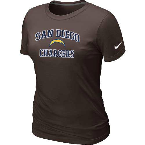 Cheap Women San Diego Charger Heart & Soul Brown T-Shirt