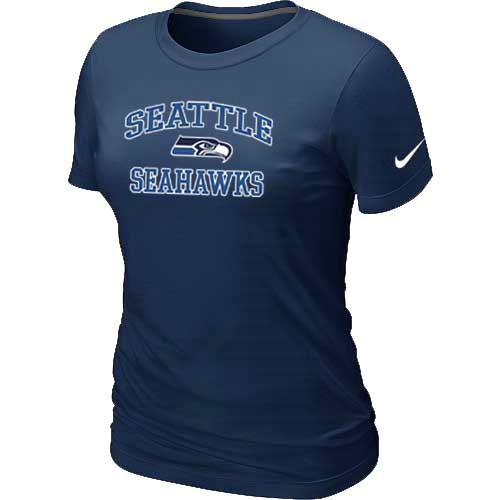 Cheap Women Seattle Seahawks Heart & Soul D.Blue T-Shirt