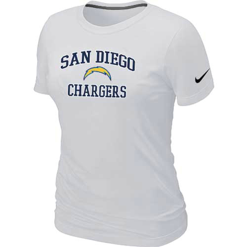Cheap Women San Diego Charger Heart & Soul White T-Shirt