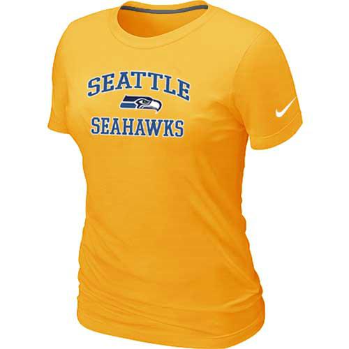 Cheap Women Seattle Seahawks Heart & Soul Yellow T-Shirt