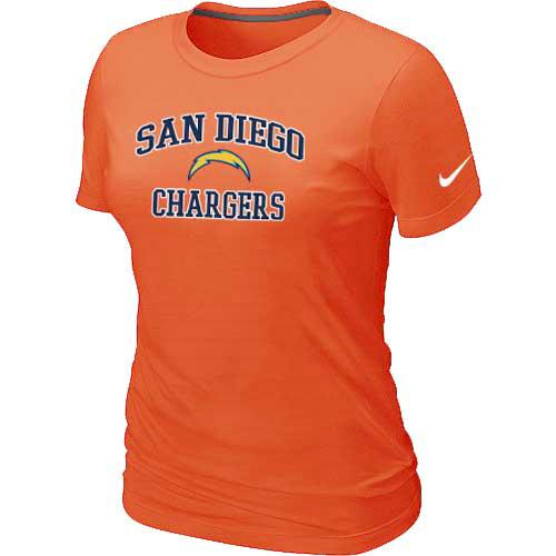 Cheap Women San Diego Charger Heart & Soul Orange T-Shirt