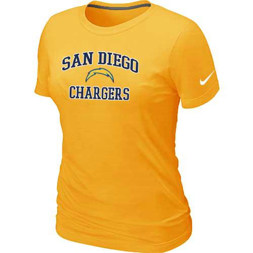 Cheap Women San Diego Charger Heart & Soul Yellow T-Shirt