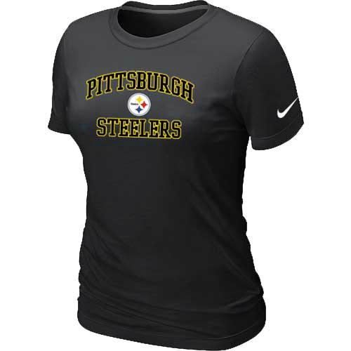 Cheap Women Pittsburgh Steelers Heart & Soul Black T-Shirt
