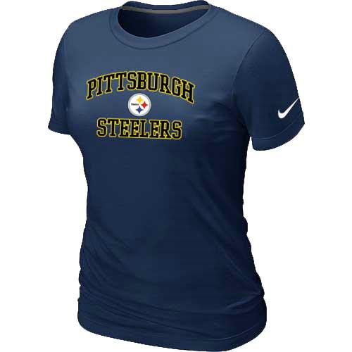Cheap Women Pittsburgh Steelers Heart & Soul D.Blue T-Shirt