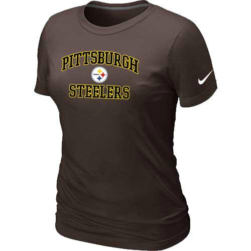 Cheap Women Pittsburgh Steelers Heart & Soul Brown T-Shirt