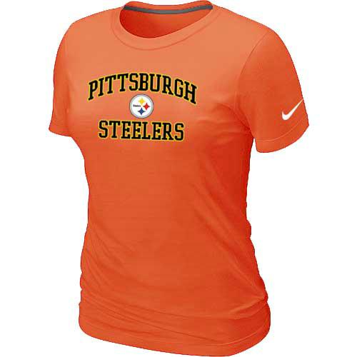 Cheap Women Pittsburgh Steelers Heart & Soul Orange T-Shirt