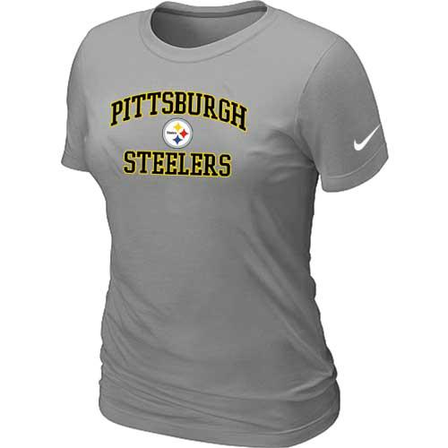 Cheap Women Pittsburgh Steelers Heart & Soul L.Grey T-Shirt