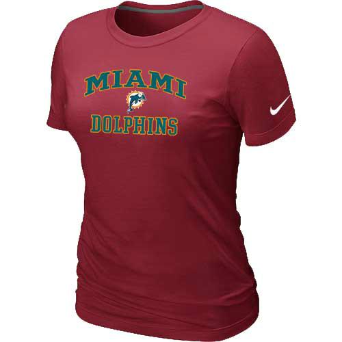 Cheap Women Miami Dolphins Heart & Soul Red T-Shirt