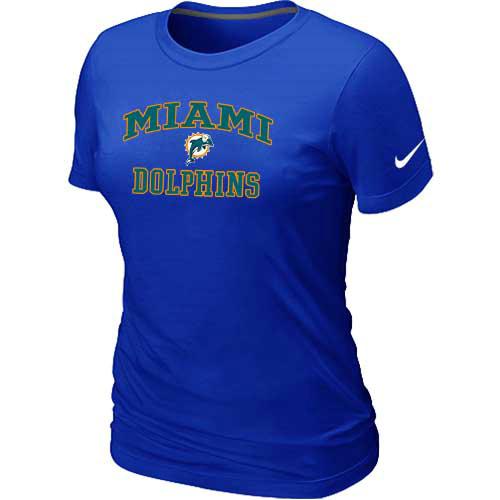 Cheap Women Miami Dolphins Heart & Soul Blue T-Shirt