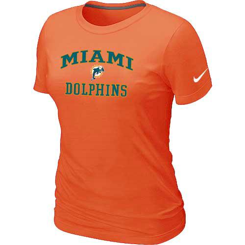 Cheap Women Miami Dolphins Heart & Soul Orange T-Shirt