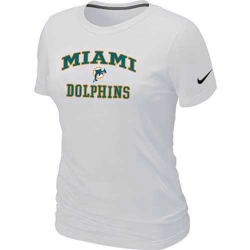 Cheap Women Miami Dolphins Heart & Soul White T-Shirt