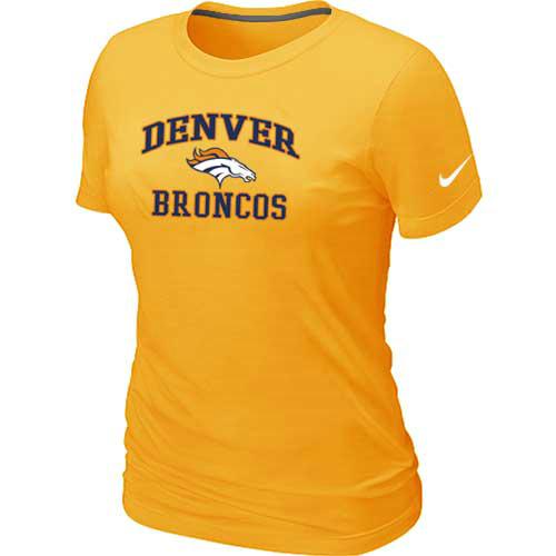 Cheap Women Danver Broncos Heart & Soul Yellow T-Shirt