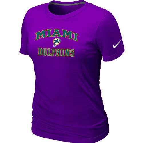 Cheap Women Miami Dolphins Heart & Soul Purple T-Shirt