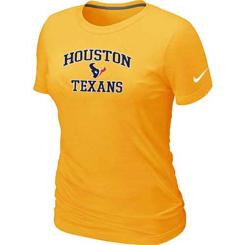 Cheap Women Houston Texans Heart & Soul Yellow T-Shirt