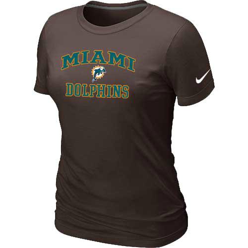 Cheap Women Miami Dolphins Heart & Soul Brown T-Shirt