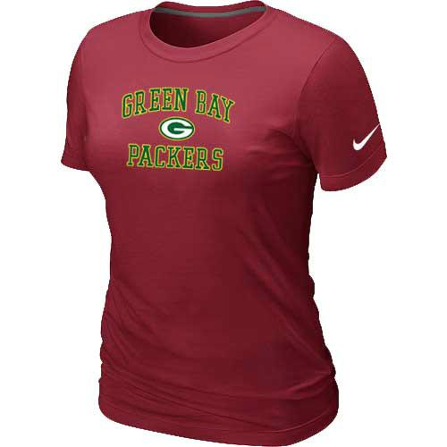Cheap Women Green Bay Packers Heart & Soul Red T-Shirt