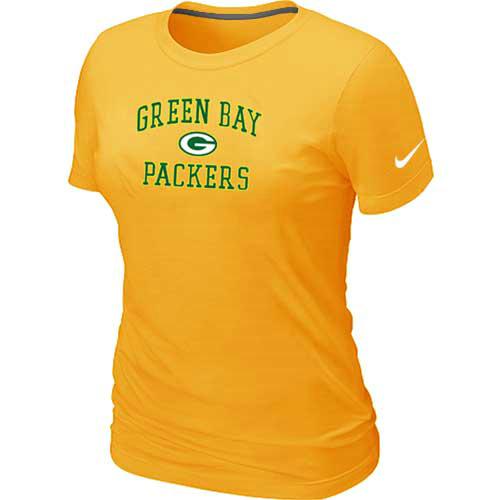 Cheap Women Green Bay Packers Heart & Soul Yellow T-Shirt