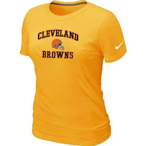 Cheap Women Cleveland Browns Heart & Soul Yellow T-Shirt