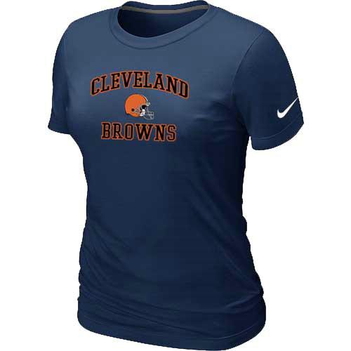 Cheap Women Cleveland Browns Heart & Soul D.Blue T-Shirt