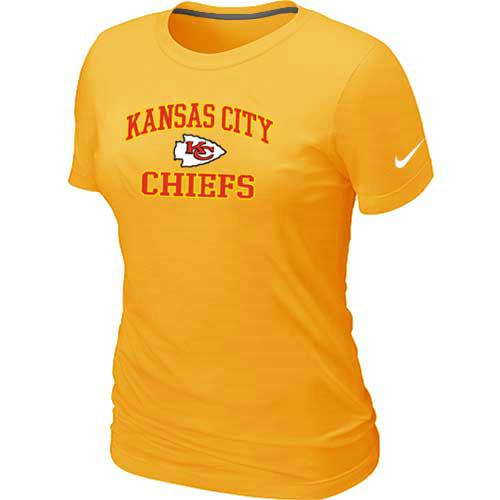 Cheap Women Kansas City Chiefs Heart & Soul Yellow T-Shirt