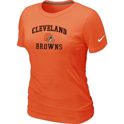Cheap Women Cleveland Browns Heart & Soul Orange T-Shirt