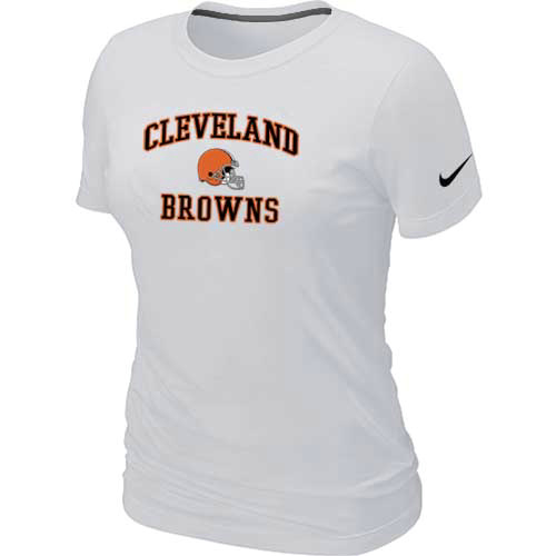 Cheap Women Cleveland Browns Heart & Soul White T-Shirt