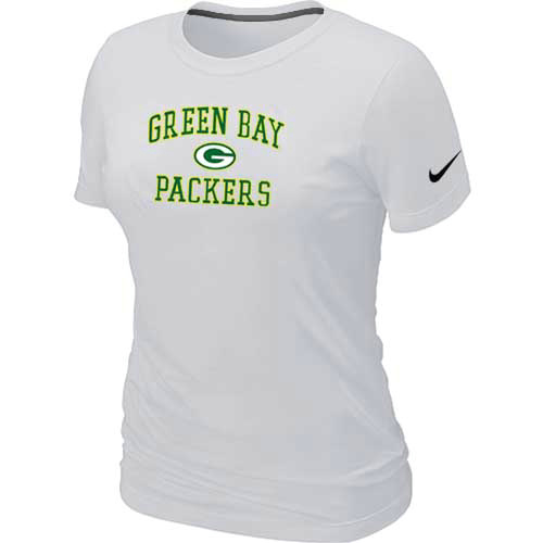 Cheap Women Green Bay Packers Heart & Soul White T-Shirt