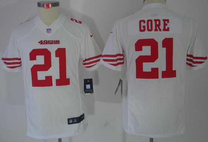 Kids Nike San Francisco 49ers #21 Frank Gore White Game LIMITED NFL Jerseys Cheap
