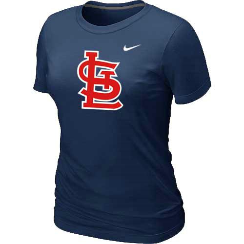 Cheap Women St.Louis Cardinals Heathered D.Blue Nike Blended MLB T-Shirt