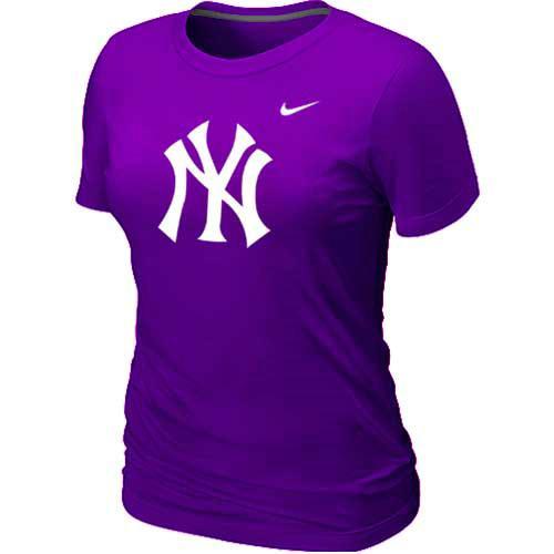 Cheap Women New York Yankees Heathered Purple Nike Blended MLB T-Shirt