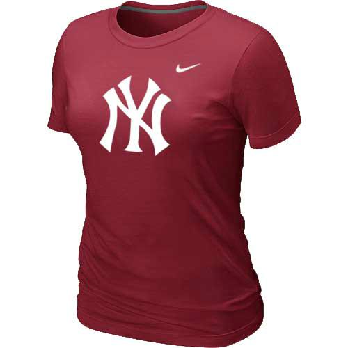 Cheap Women New York Yankees Heathered Red Nike Blended MLB T-Shirt